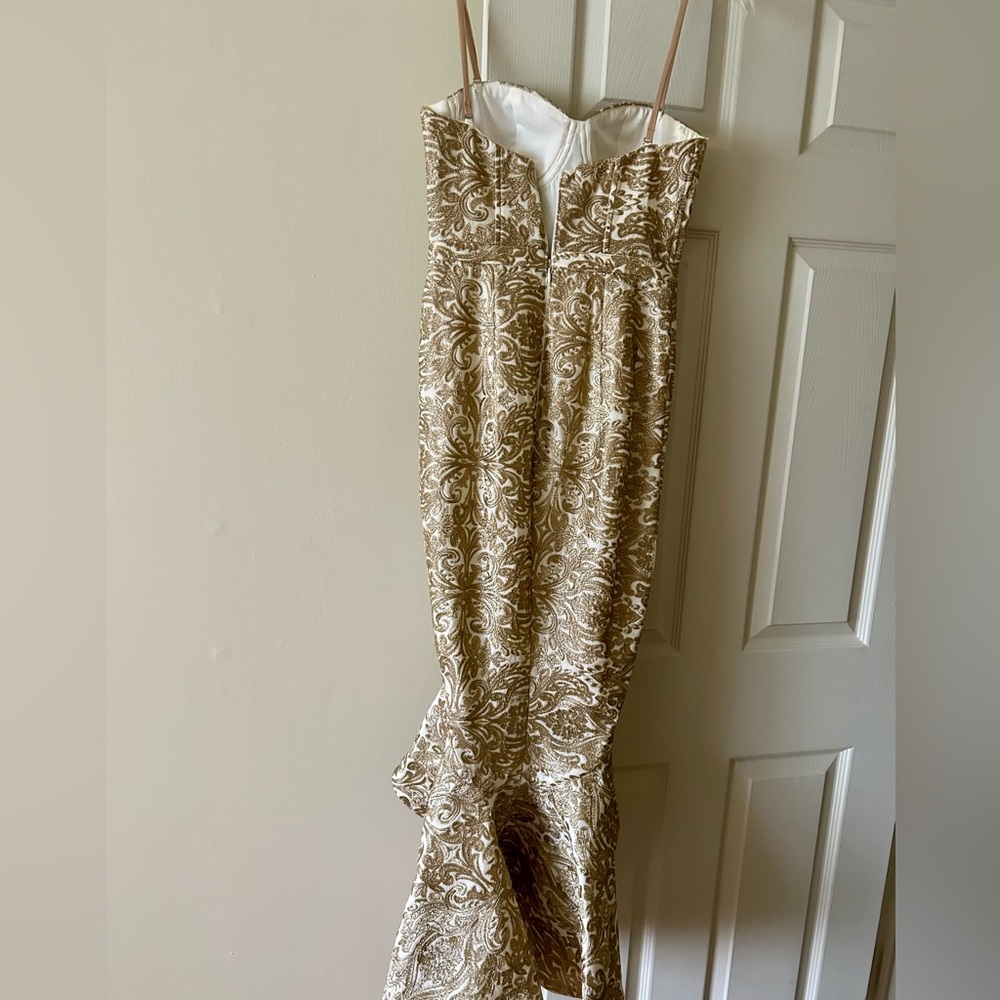 Elle Zeitoune Gold Strapless Dress - Picture 4 of 9